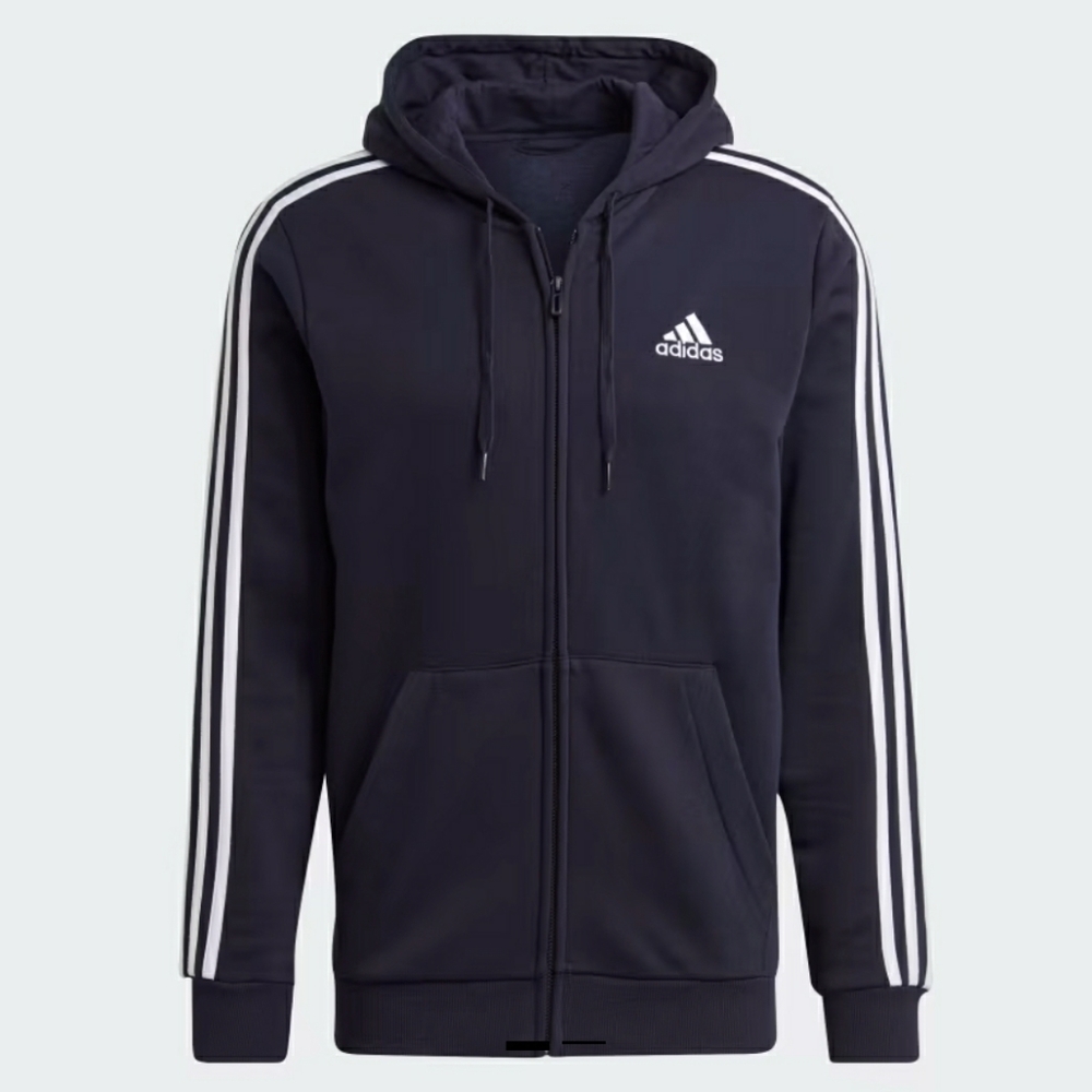 ADIDAS FLEECE 3-STRIPES FULL-ZIP HOODIE - Small